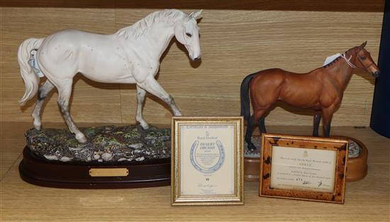 A Royal Worcester limited edition model of Arkle by Doris Lindner, No. 471/500 and a Royal Doulton model of Desert Orchid